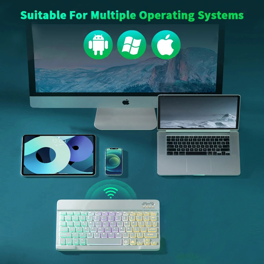 10inch Backlit For iPad Keyboard and Mouse Backlight Bluetooth Keyboard For IOS Android Windows Wireless Keyboard