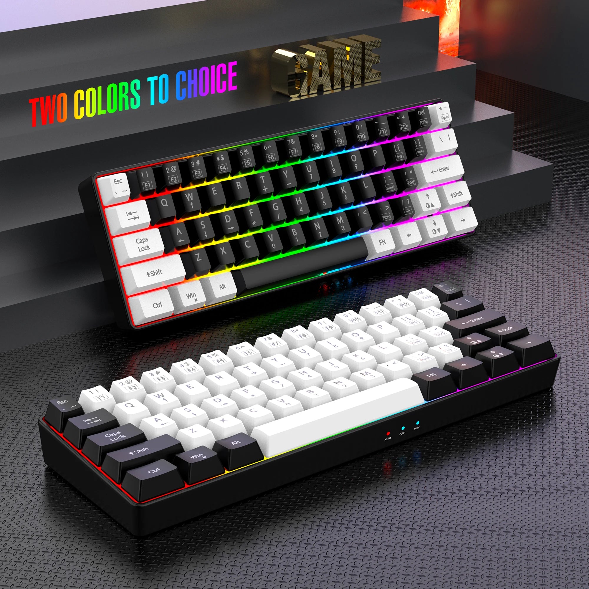 60% wired game keyboard RGB backlit ultra-small keyboard waterproof portable computer/MAC game keyboard - Desktop