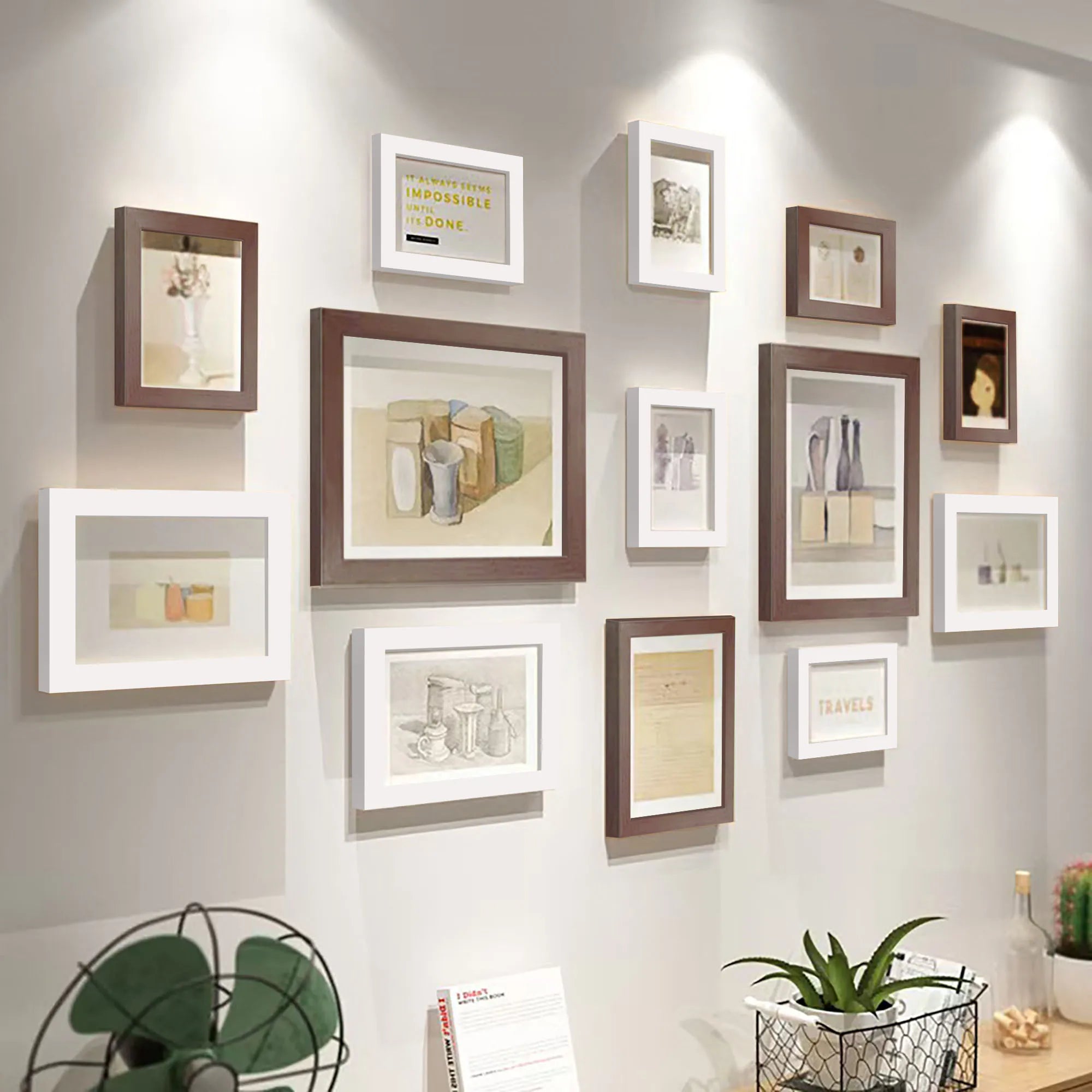 13pcs Wood Picture Frame Set for Wall Home Office Decor Festive Commemorative Gifts - Variety of Sizes for Photos