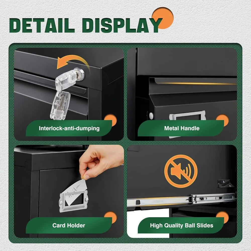 2 Drawer File Cabinet with Lock,Metal Vertical Filing Cabinets for Home Office- Storage A4/F4/Letter/Legal -Assembly