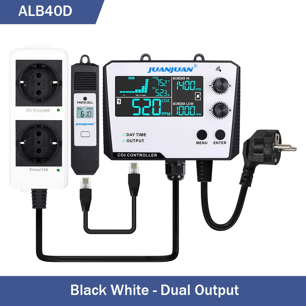 0~5000ppm CO2 Controller LCD Display Air Quality Monitor CO2 Concentration Control Carbon Dioxide Regulator for Plant