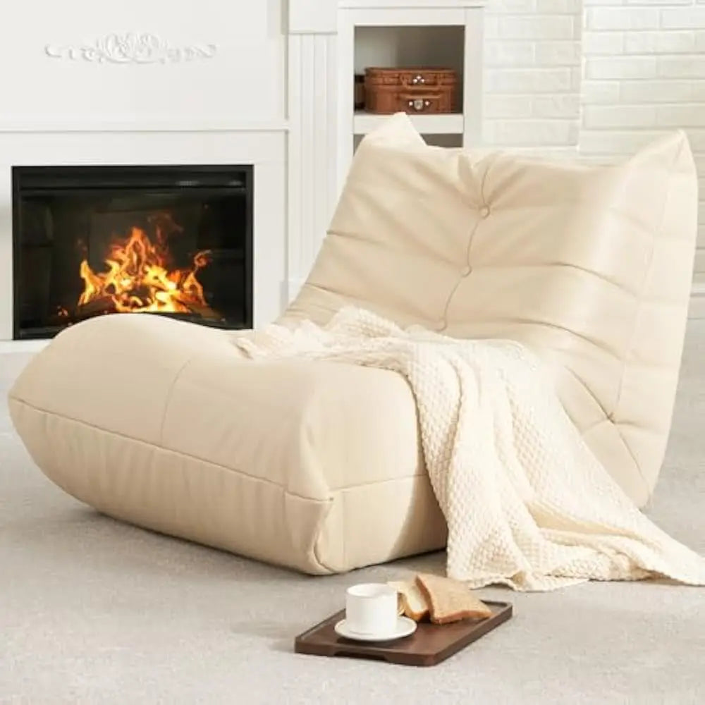 living room sofas Bean Bag Chair Lazy Floor Sofa Memory Foam Fireside Sofa for Adults Big Beanbag Faux Leather Armless