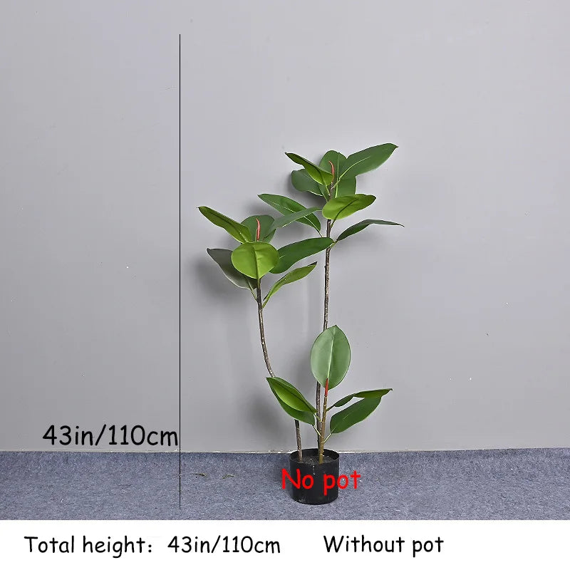 70in Large Artificial Plants Fake Ficus Tree Branch Plastic Rubber Leaves Tall Green Landscape For Home Garden Office