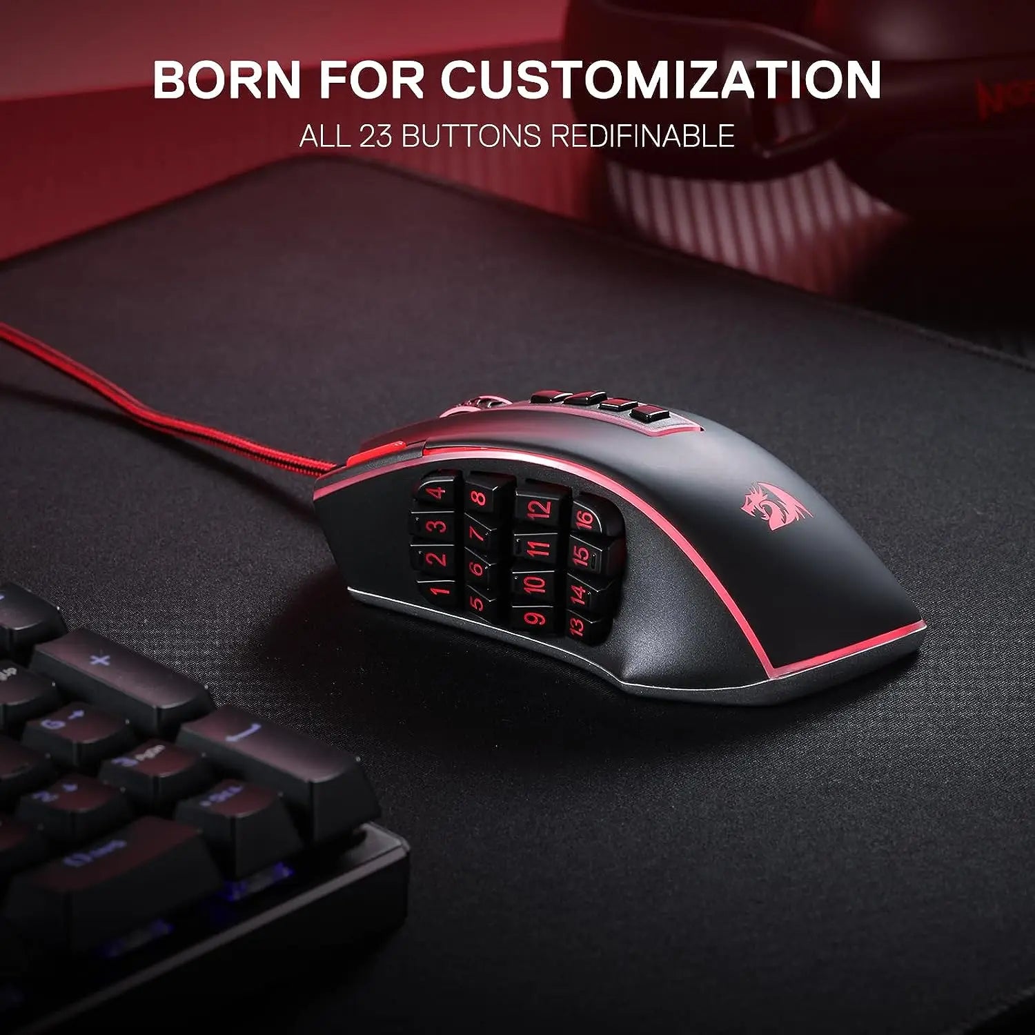 Redragon M990 MMO Gaming Mouse 32000 DPI High Precision Wired RGB Gamer Mouse w/23 Programmable Buttons 16 Side Macro
