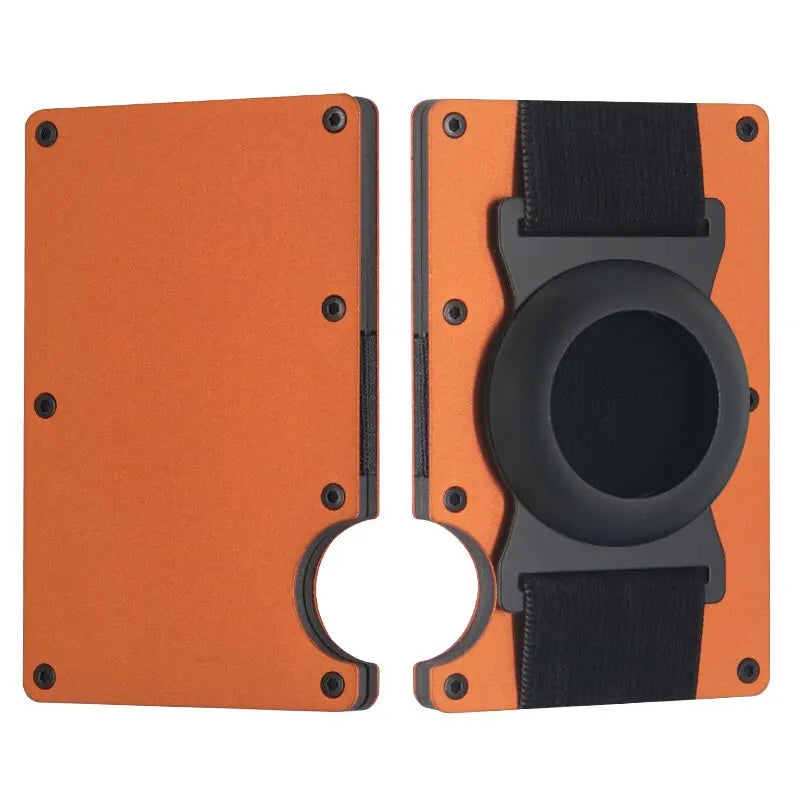 Men Metal Wallet AirTag Holder Aluminum Credit Card Holder Wallet RFID Blocking Slim Wallet for Minimalist Carteira