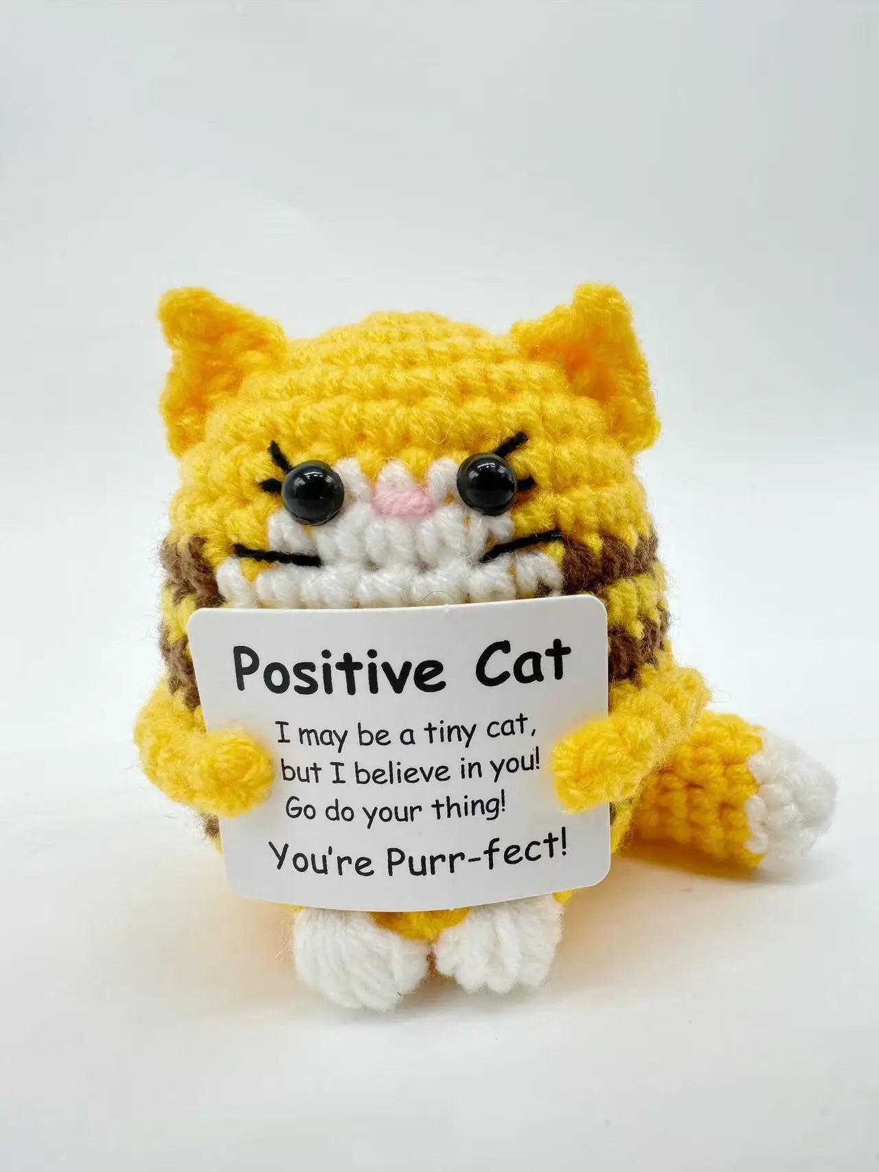 Cute Positive Cat Emotional Support Crochet Animal Funny Gift Desk Decor Christmas Gift - S3