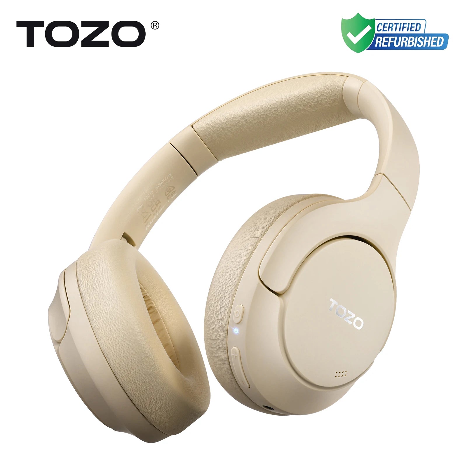 Refurbished TOZO Hi-Res Over Ear Headphones with Mic Hybrid Active Noise Cancelling 38dB Wireless&Wired Headsets 40mm