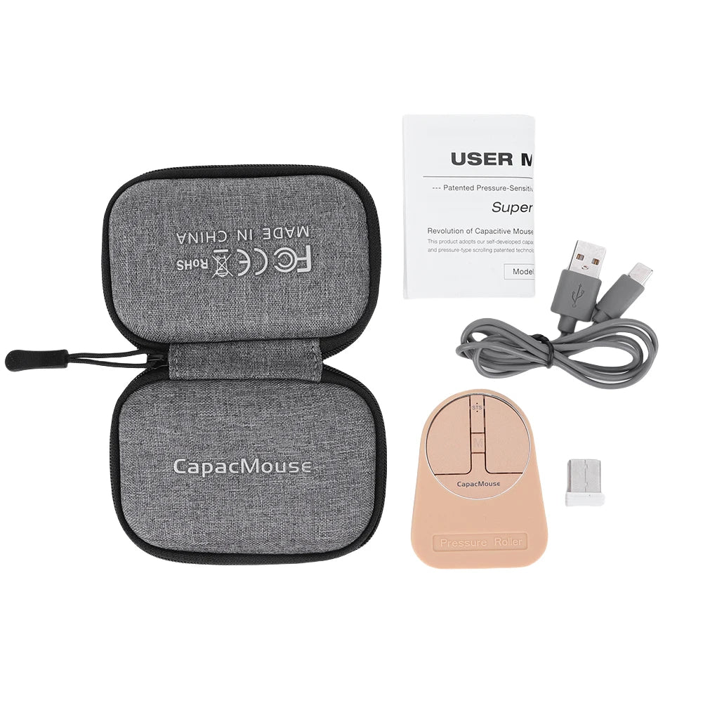 Ultra Thin Wireless Computer Mouse 3 Mode Bluetooth 5.2/2.4G/USB Capacitive Mouse Adjustable DPI with USB Receiver