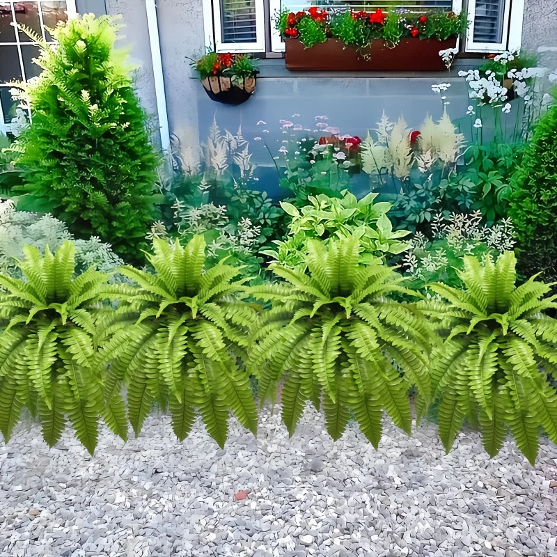 1PC Large Boston Fern Artificial Plants Realistic Faux Greenery for Home Office Garden Porch Wedding Anniversary