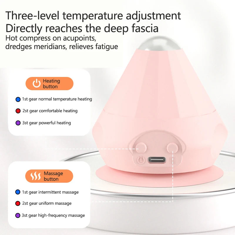 Silicone Massager Ball Type-C Rechargeable Vibrating Massage Ball Fitness Muscle Waist Back Relaxation Massager - Pink