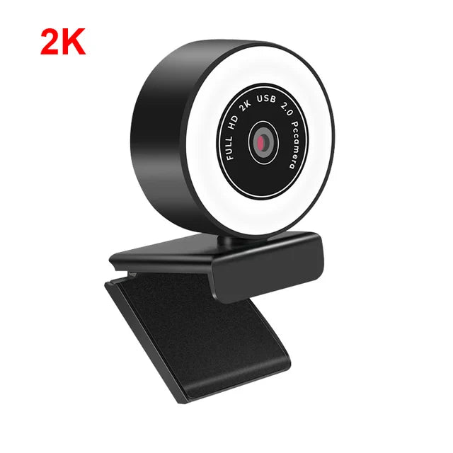 2K Full HD1080P Auto Focus WebCam With Microphone LED Light Camera Fill Light USB Web Cam For Conference Laptop Video