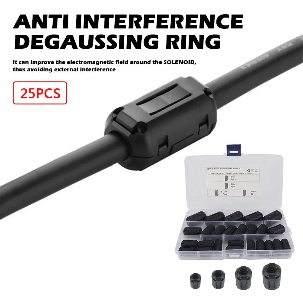25Pcs Small Clamp Core Ring 3.5mm/5mm/7mm/9mm Noise Filters Suppressor Cable Connector Clamp Anti-Jamming Toroidal