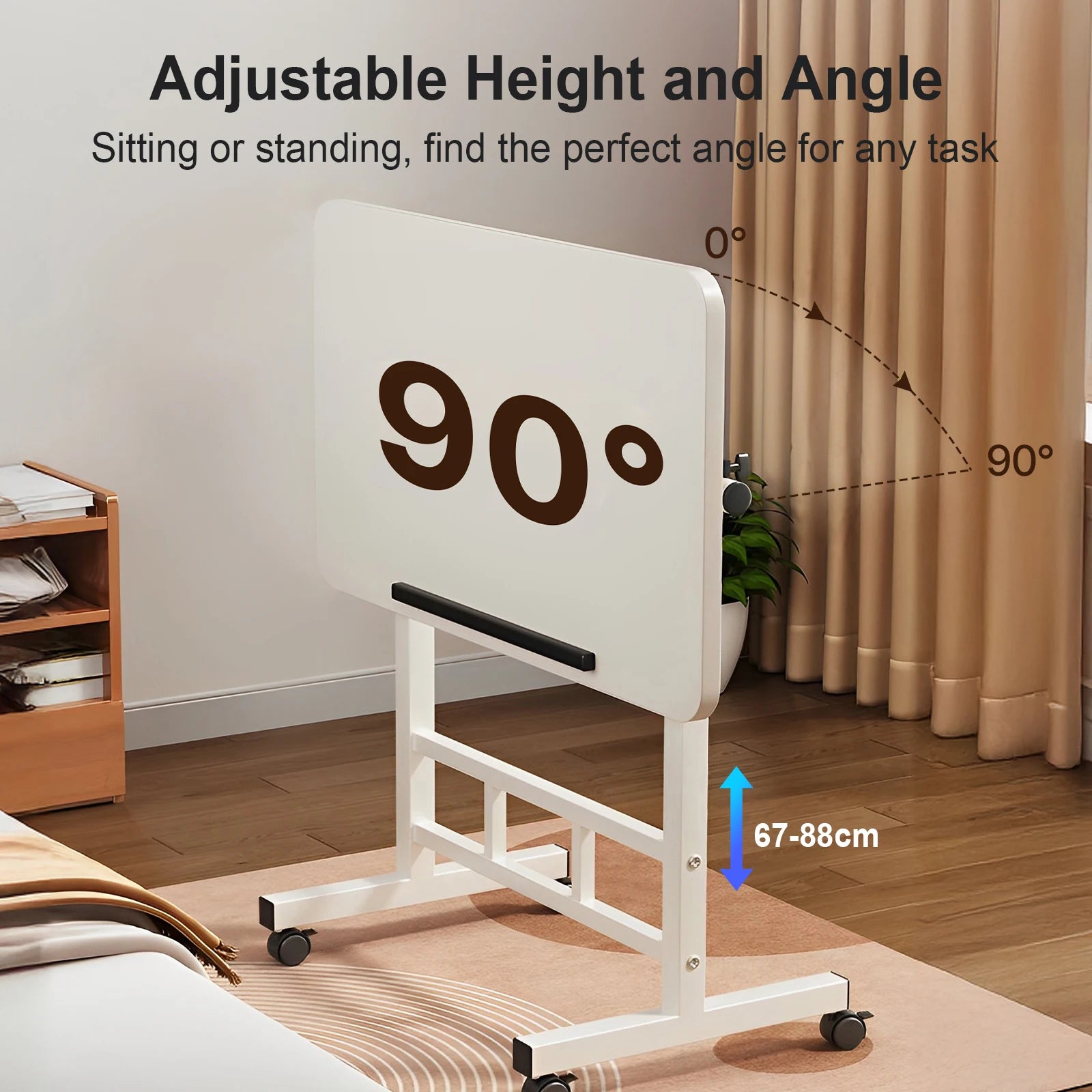 Standing Desk Adjustable Height 23.6’’ - 35’’ and Angle 0° - 90° Space-Saving Ergonomic Mobile Computer Desk