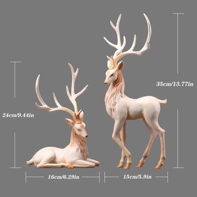 35cm High End Deer Statue Reindeer Figurines Resin ELK Sculpture For Living Room Luxury Home Decoration Nordic Tabletop