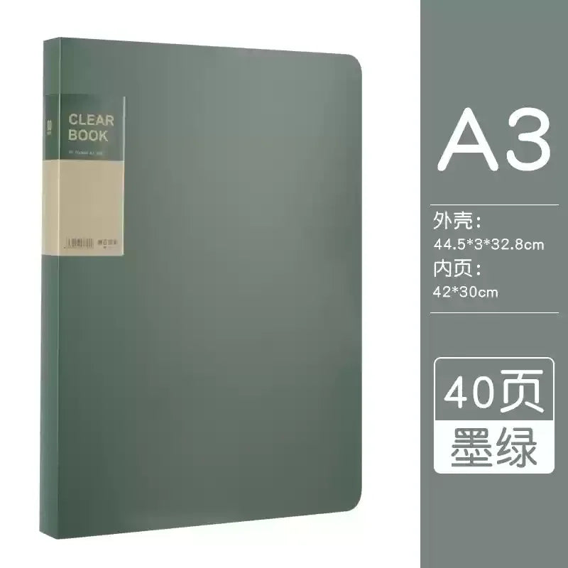 File Folder A3 20/30/40/60 Pocket Picture Album Document Bag 8k Folder Art Work Collection Organizer Office Student