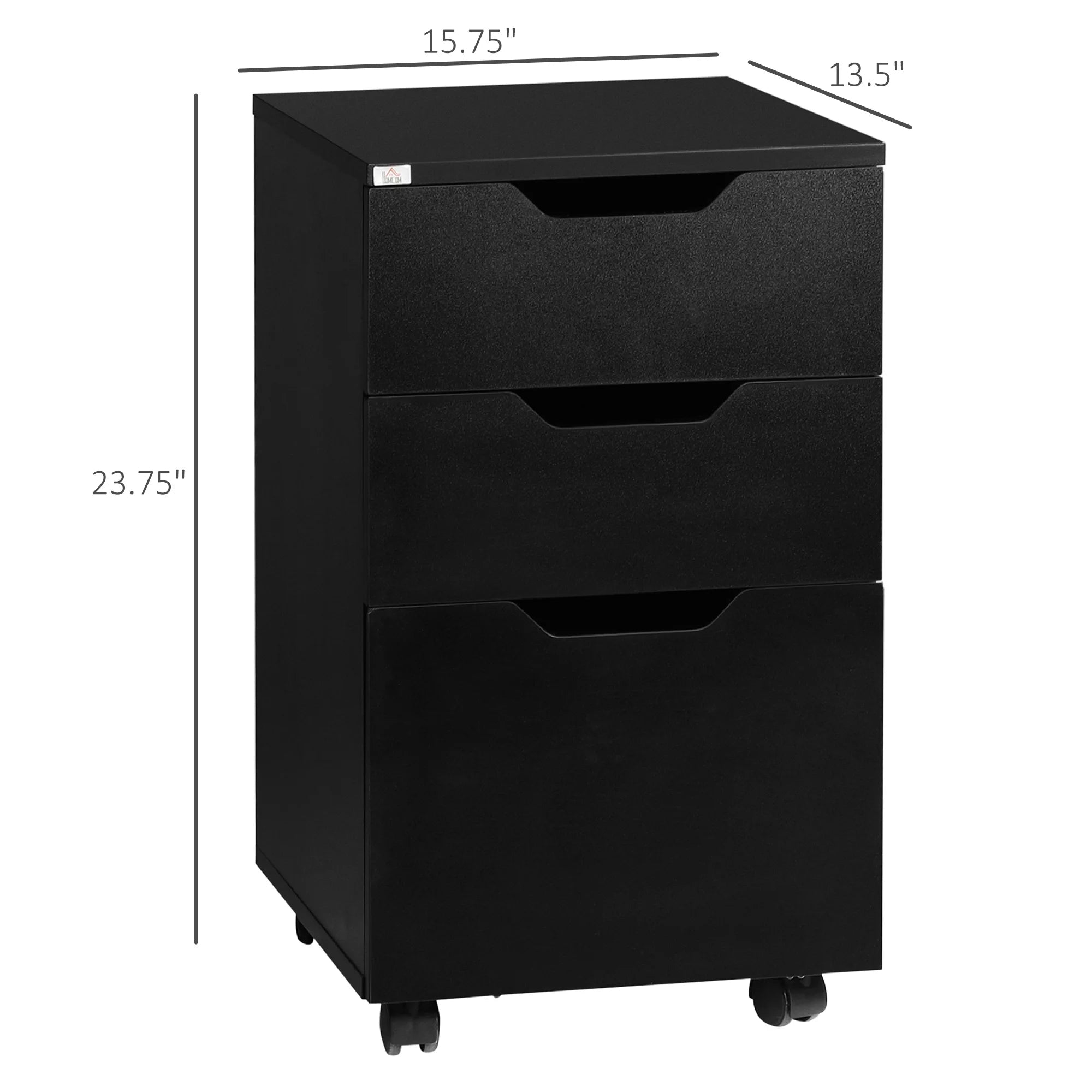 3 Drawer Storage Cabinet Mobile File Cabinet Printer Stand Black - black / United States