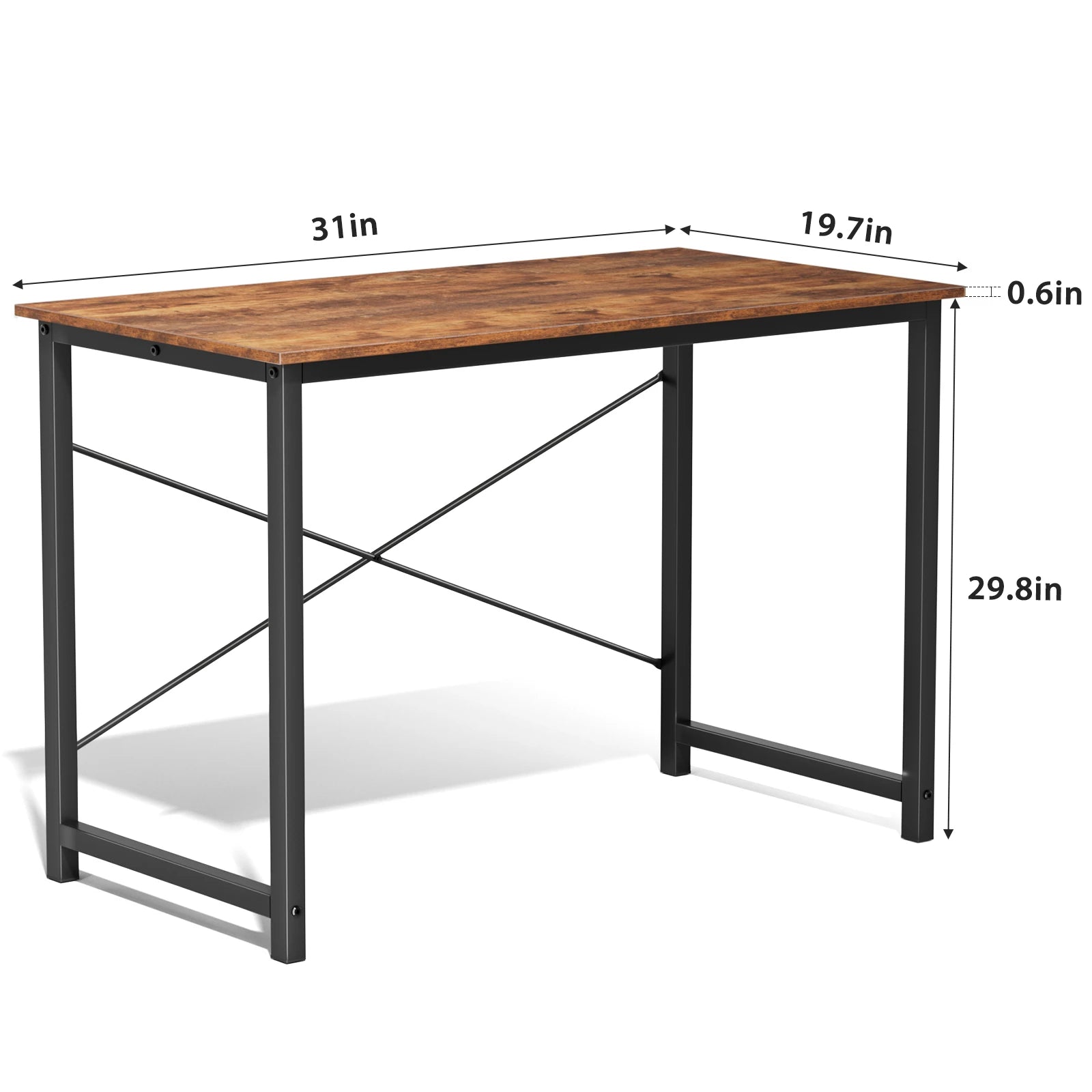 JHK Computer Office Desk Writing Study Office Gaming Table Modern Simple Style Compact Metal Frame Wood Tabletop Easy
