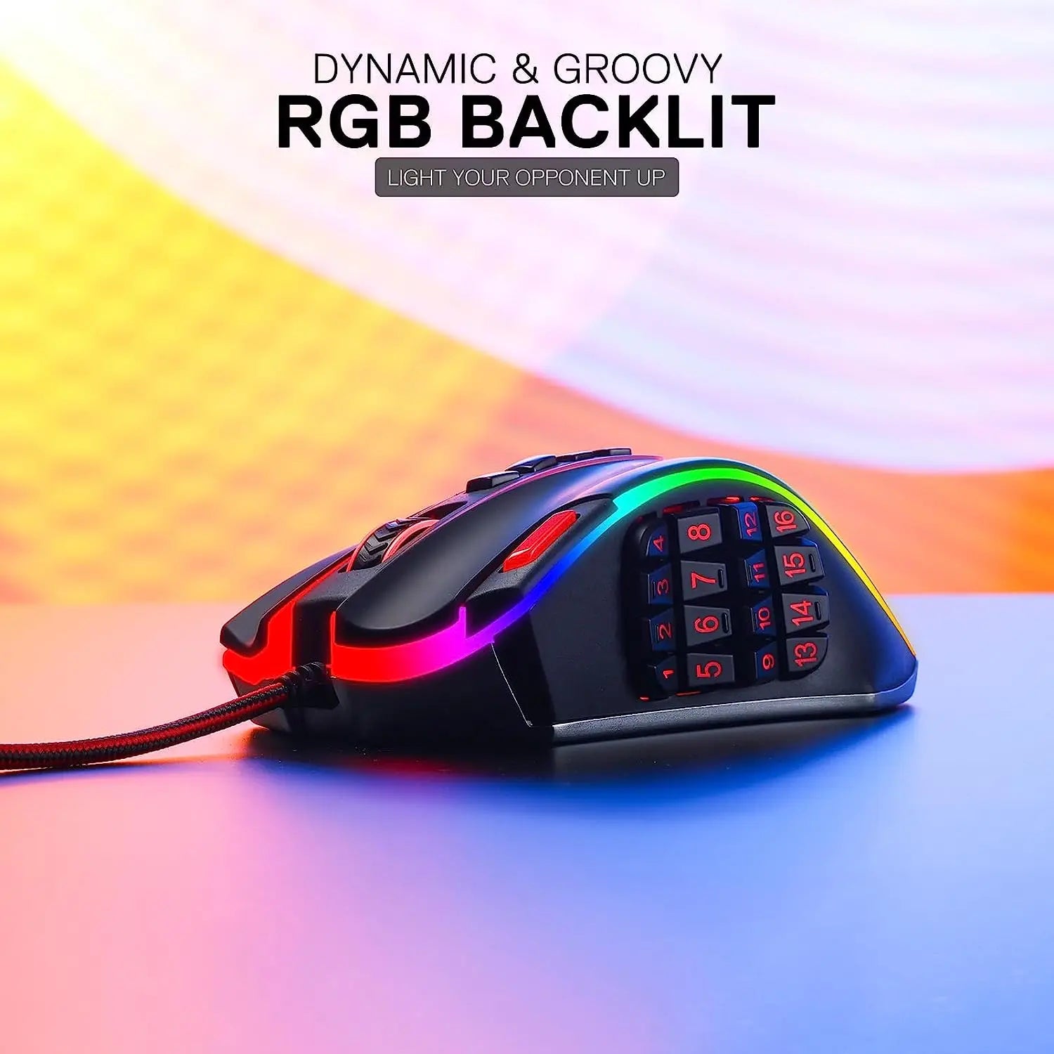 Redragon M990 MMO Gaming Mouse 32000 DPI High Precision Wired RGB Gamer Mouse w/23 Programmable Buttons 16 Side Macro