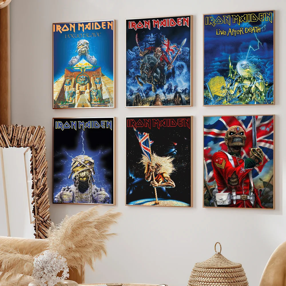 Band I-Iron M-Maiden Poster Self Adhesive Painting Living Room Office Decoration Bedroom Home Wall Sticker Prints