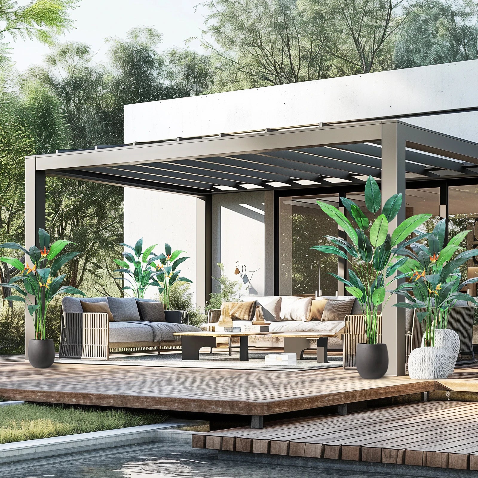 Artificial Bird of Paradise Plant 6FT(72in)/7FT(84IN) Fake Palm Tree for Indoor Outdoor Modern Decor Faux Plants