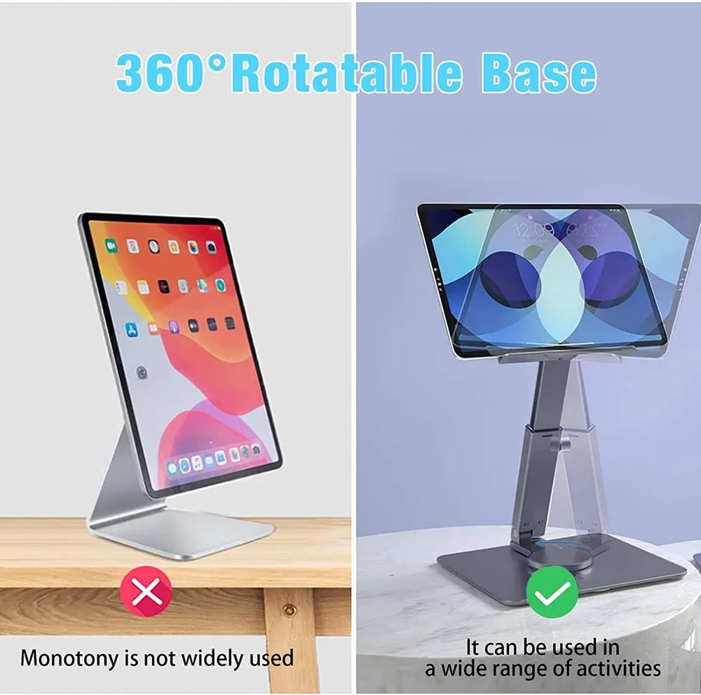 Aluminum Tablet Stand Desk Riser 360° Rotation Multi-Angle Height Adjustable Foldable Holder Dock For Xiaomi iPad