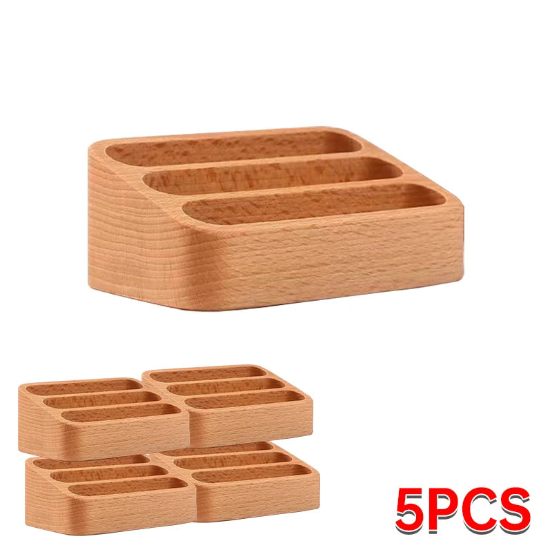 Wood Desktop Business Card Display Stand Business Card Holder Memo Holder Storage Wood Card Organizer for Office Table