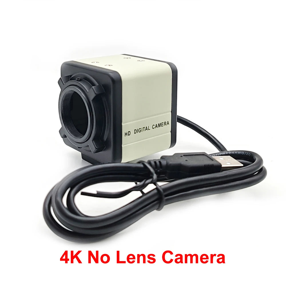 Industrial 4K 8MP CCD IMX415 USB Webcam 2K F5253 With 2.8-12mm Varifocal Lens USB2.0 PC Video Camera UVC OTG For Live