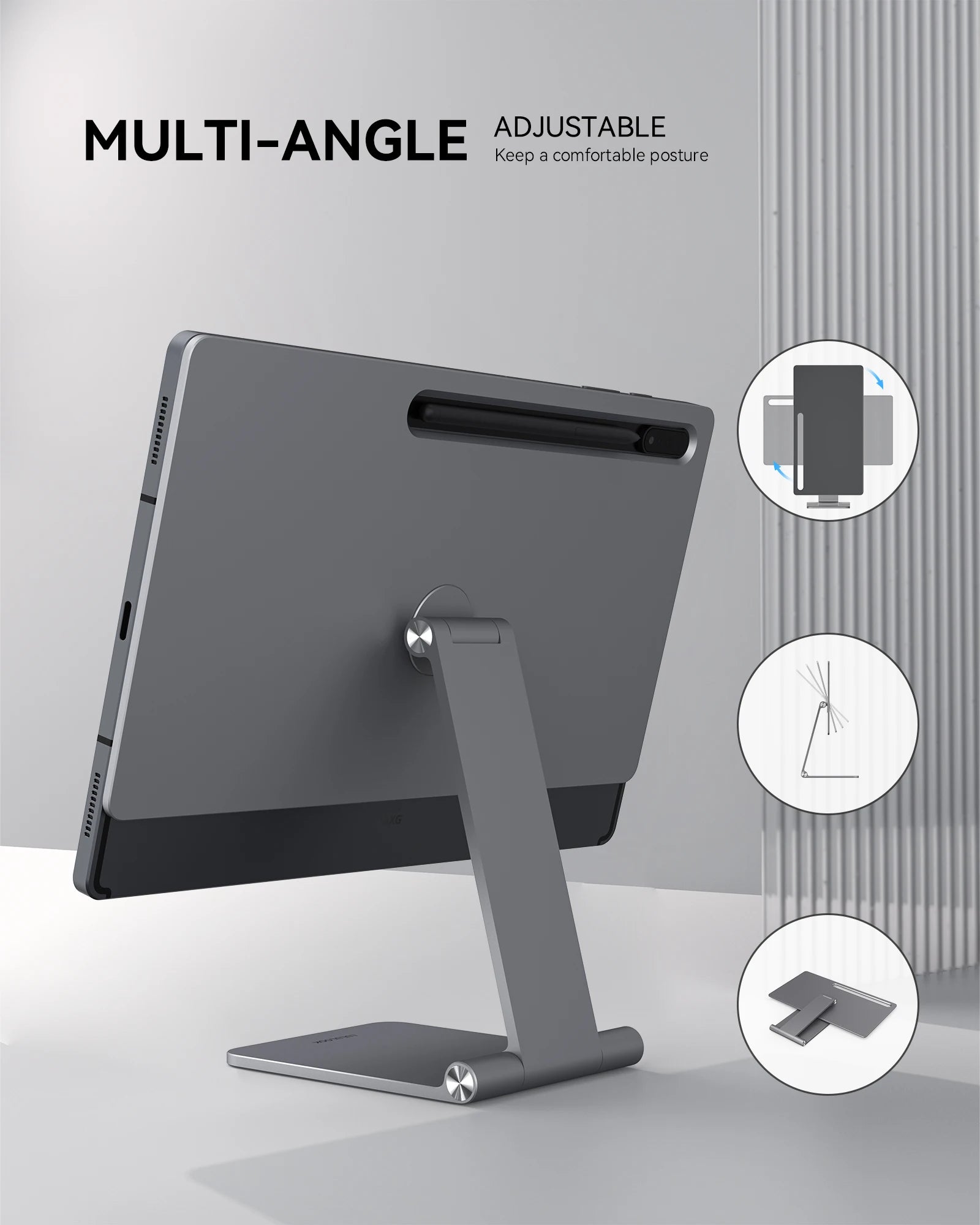 LULULOOK Magnetic Stand For Samsung Galaxy Tab S10/S9/S8 Ultra 14.6 S9/S7/S8 Plus S7 FE Foldable Adjustable Desk Holder