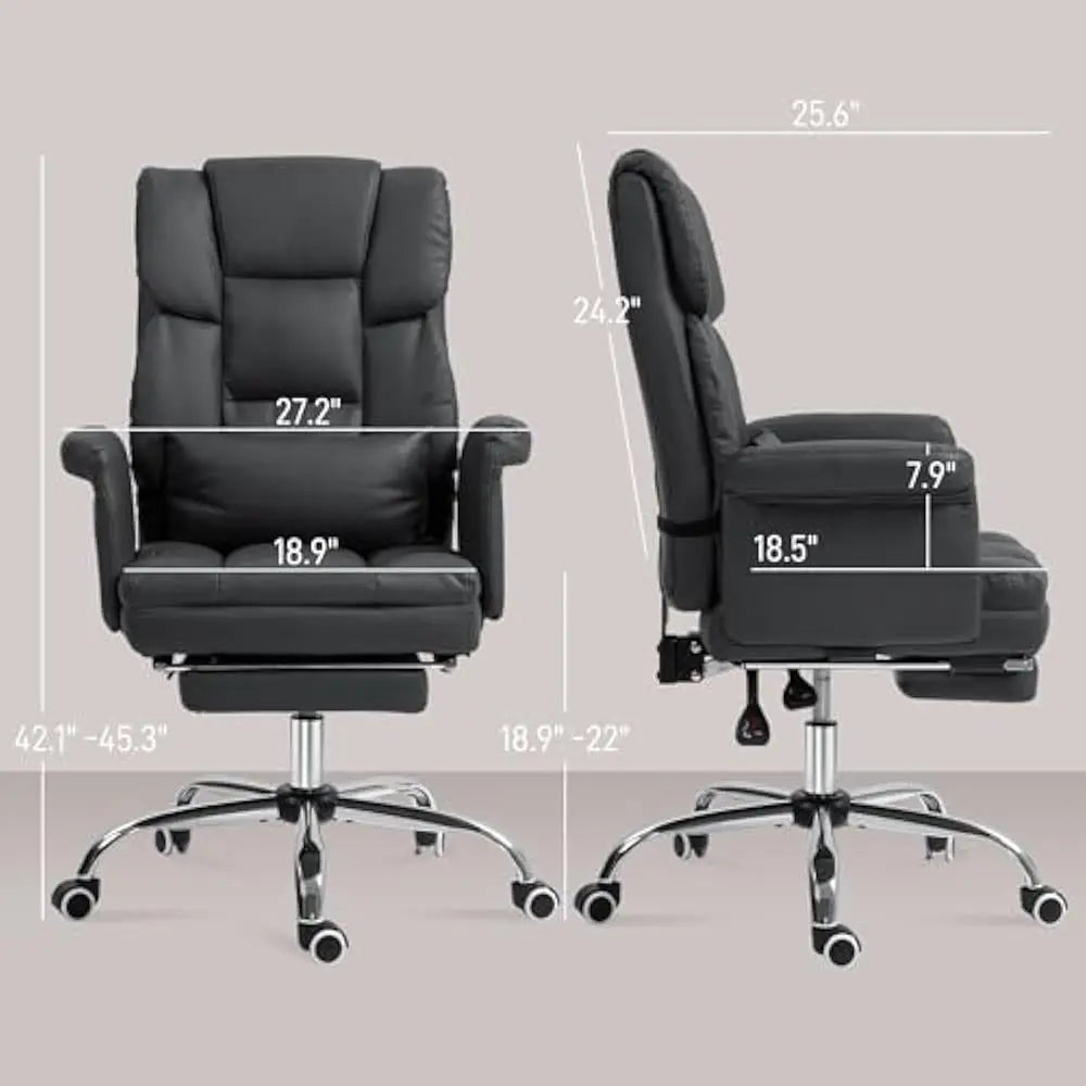 Executive Office Chair with Footrest and Lumbar Support PU Leather Ergonomic Offices Desks Chairs Reclining and Swivel