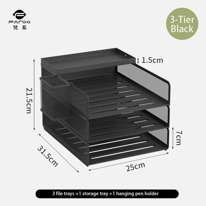 Desktop metal file tray Thickened metal tray Desktop file rack Metal file frame Office storage rack Paper storage
