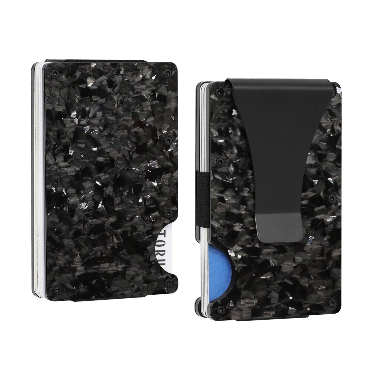 Bright/Matte Forged Carbon Fiber Minimalist Slim Wallet for Men RFID Cashback Credit Card Holder Luxury Metal Case