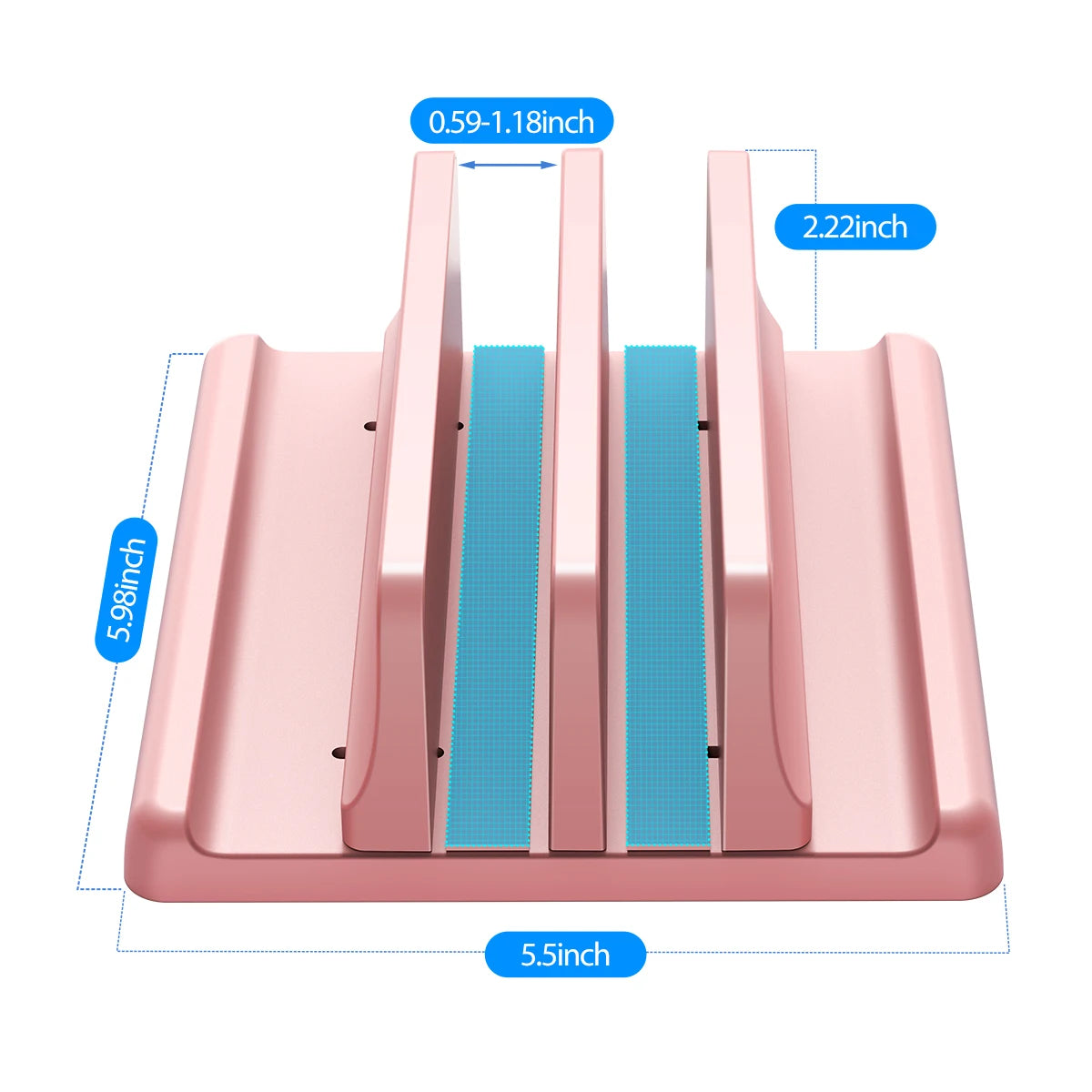 Vaydeer Pink Plastic Vertical Laptop Stand Holder Adjustable Desktop Notebook Dock Space-Saving 3 In 1 For Women