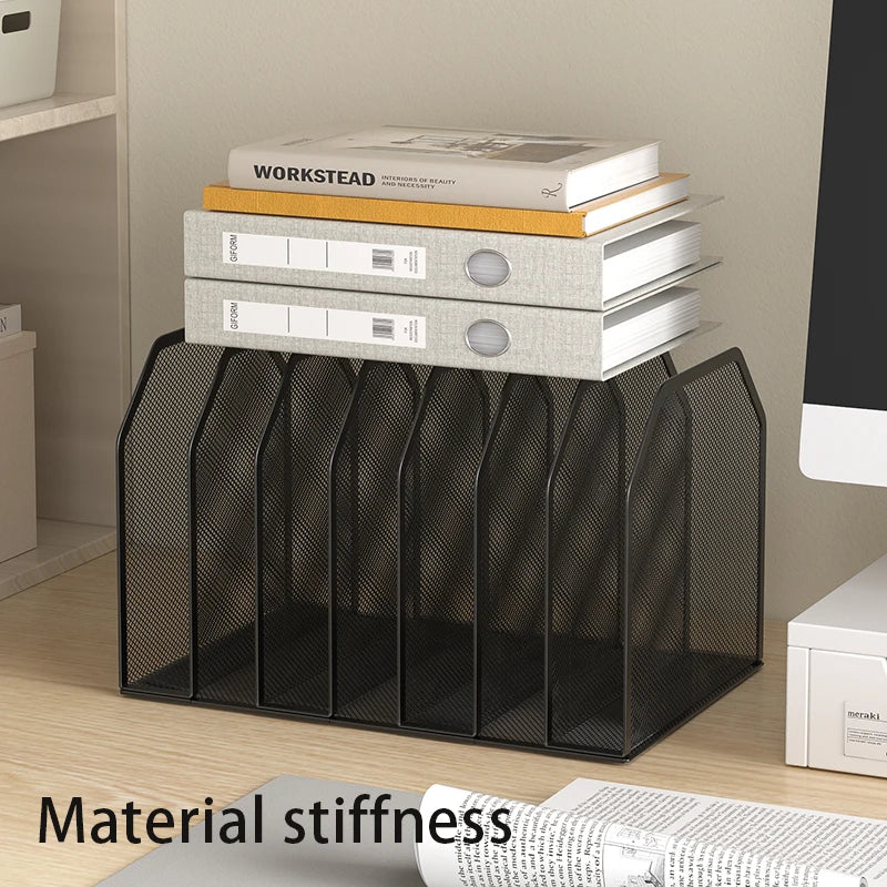 5-Section Vertical Desktop Organizer 5-Section Mesh File Folder Stand Sorter for Office Home Classroom Organization