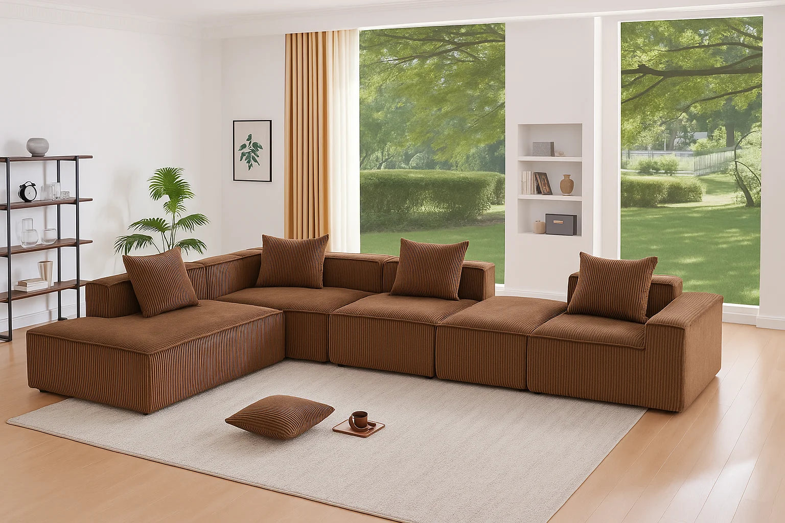 Sectional boneless Couch with L-Shape Chaise,Modern Modular sleeper Sofa with Deep Seat Upholstered Couches for Room