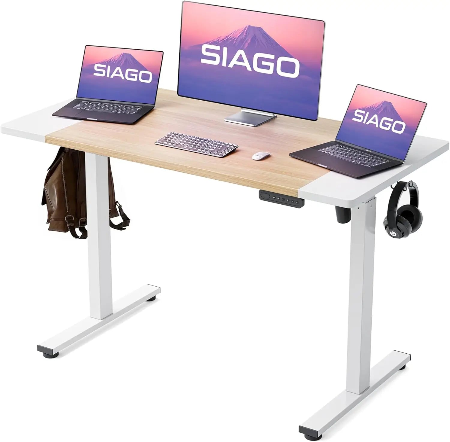 Electric Standing Desk Adjustable - 48 x 24 Inch Sit Stand up Desk with Cable Management - 3 Memory Preset Adjustable