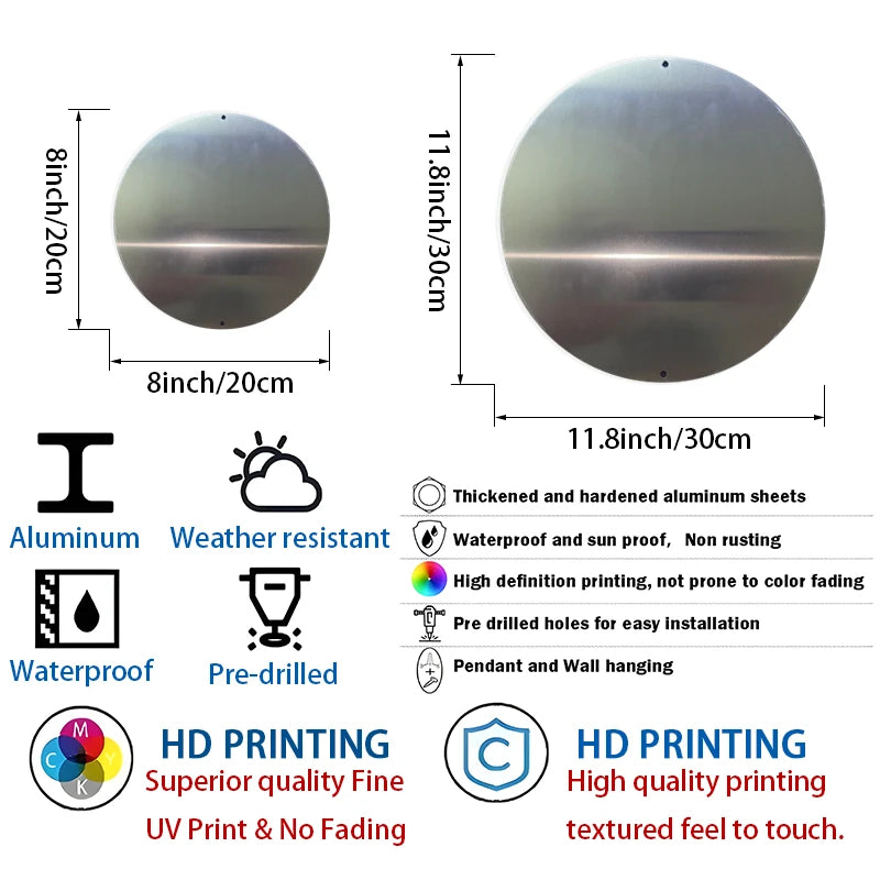 Decorative Jesus Theme Aluminum Round Wreath Sign Flat 2D Metal Wall Art for Home Office Ideal for Christmas Wall Decor