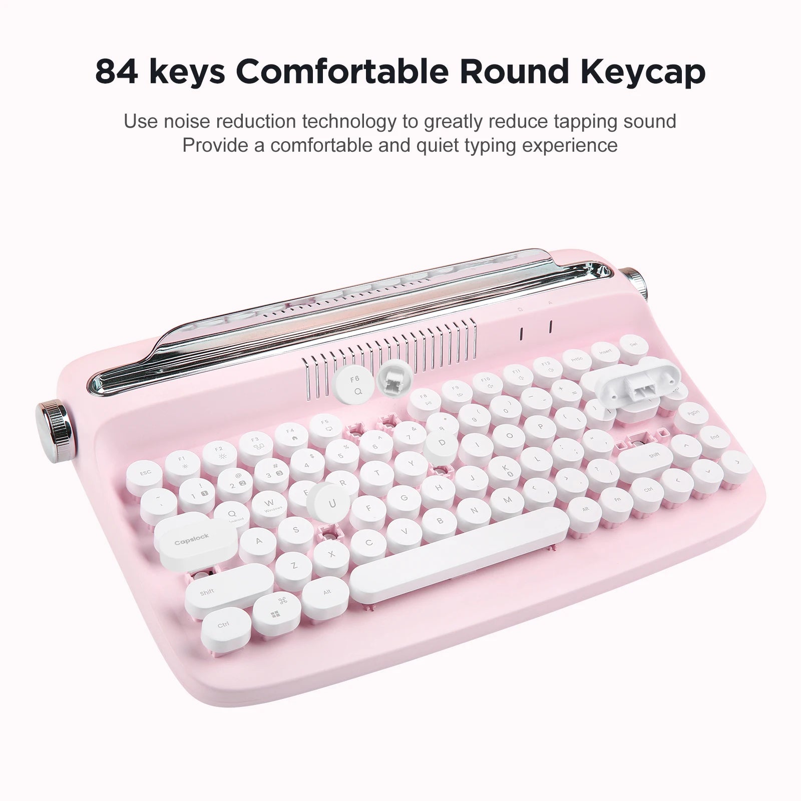 YUNZII ACTTO B303 Retro Wireless Typewriter Aesthetic Keyboard Vintage Style Bluetooth Keyboard with Integrated Stand