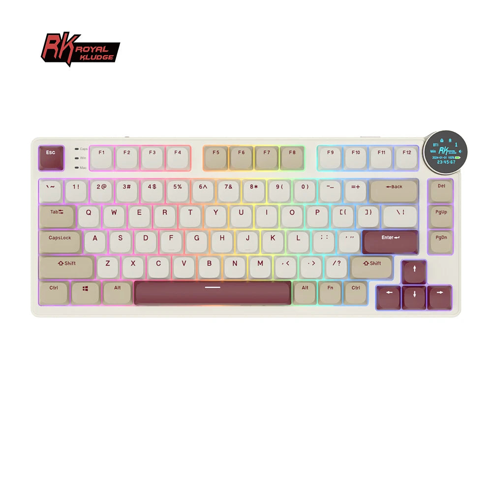 RK N80 Royal Kludge Gamer Keyboard 2.4G Wireless/Bluetooth/USB-C With 80% RGB Backlit Mechanical Keyboard Low Profile