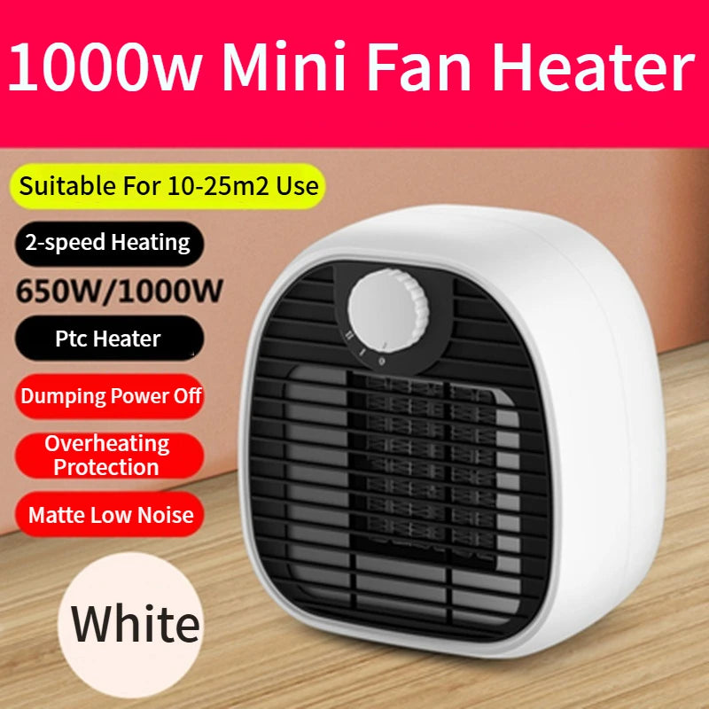 Portable Mini Heater Compact Electric Heater for Office Fast Heating High-Power Desktop Fan Ideal for Home