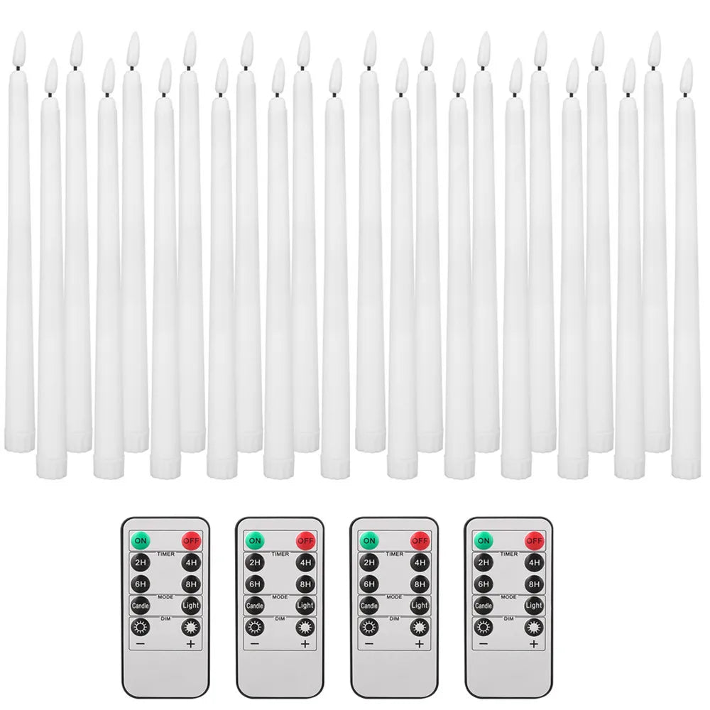 LED Flameless Taper Candles Flickering with 10-Key Remote 11’’ Battery Operated Ivory Candlesticks Christmas Home