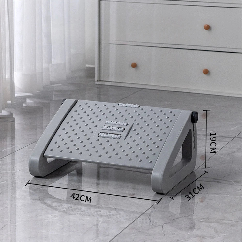 Under Desk Footstool Adjustable Foot Stepping Height Plastic Footrest Promote Leg Circulatio Ergonomic Rollers Massage