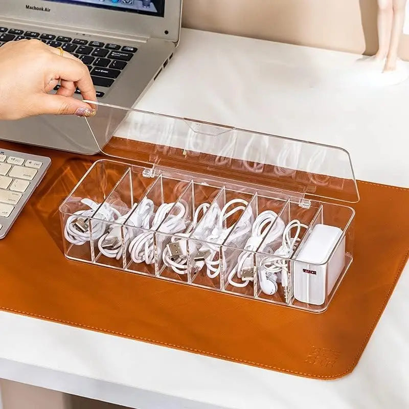 Data Cable Storage and Organizing Box Desktop Small Item Storage Box Jewelry Key Covered Dust-proof Storage Box