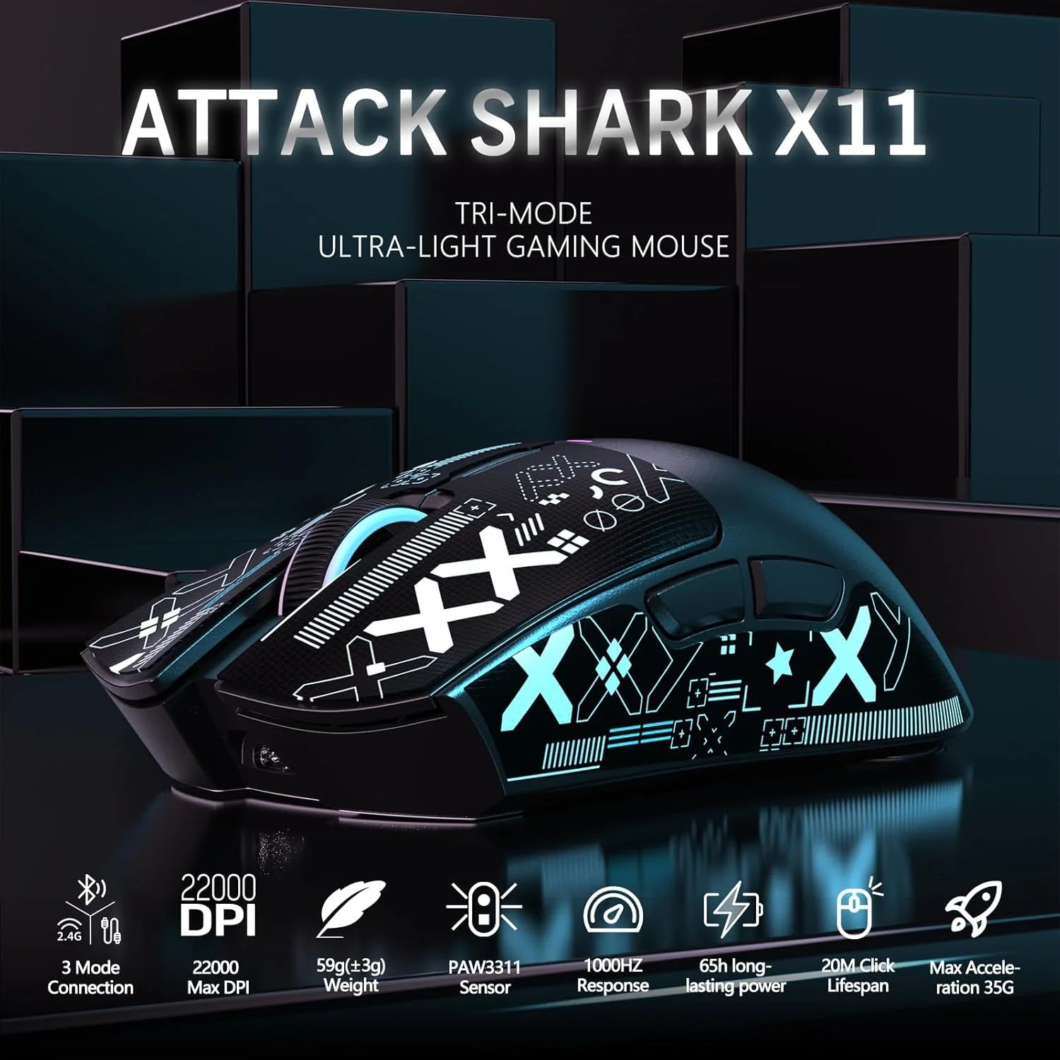 attack-shark-x11-wireless-gaming-mouse-with-rgb-magnetic-charging-dock-wired-2-4g-bt-22k-dpi-ultralight-59g-tri-mode-with-tape-1
