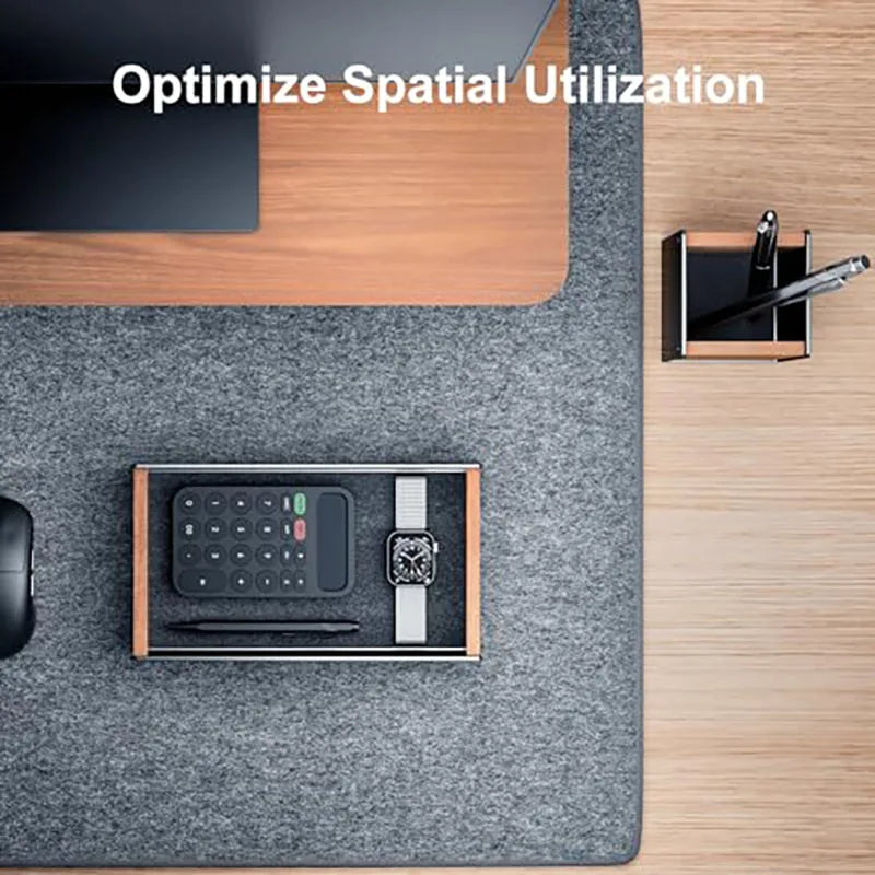 HPERGO Large Capacity Walnut Wood Desktop Drawer Storage Organiser Pencil Pen Holder Stationery Storage Box for Home