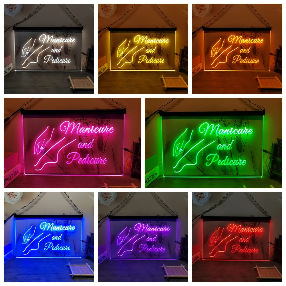 Manicure and Pedicure Art Decor For Salon Girls Room-LED Neon Sign-3D Carving Wall Art