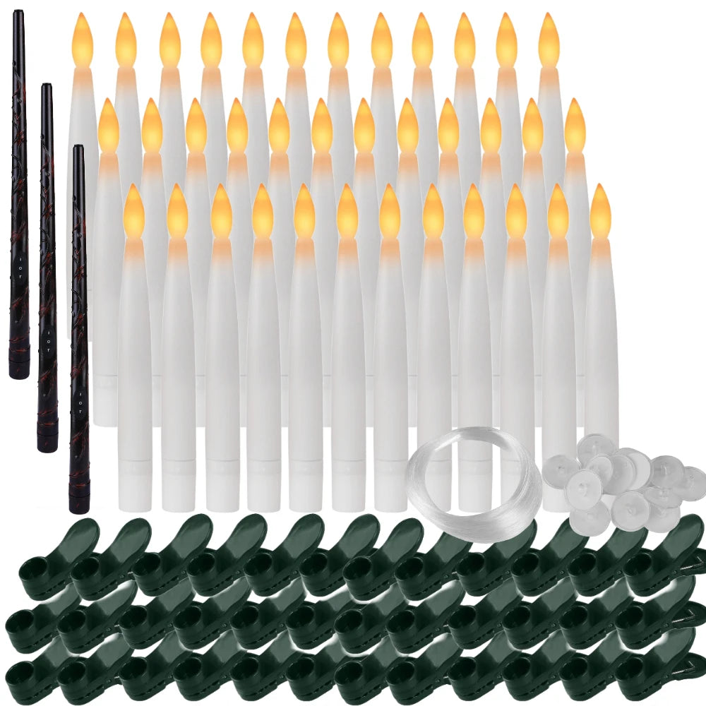 Flameless LED Taper Candles Christmas Tree Electric Candle Lights Mini Taper Clip-On Candles with Remote Timer