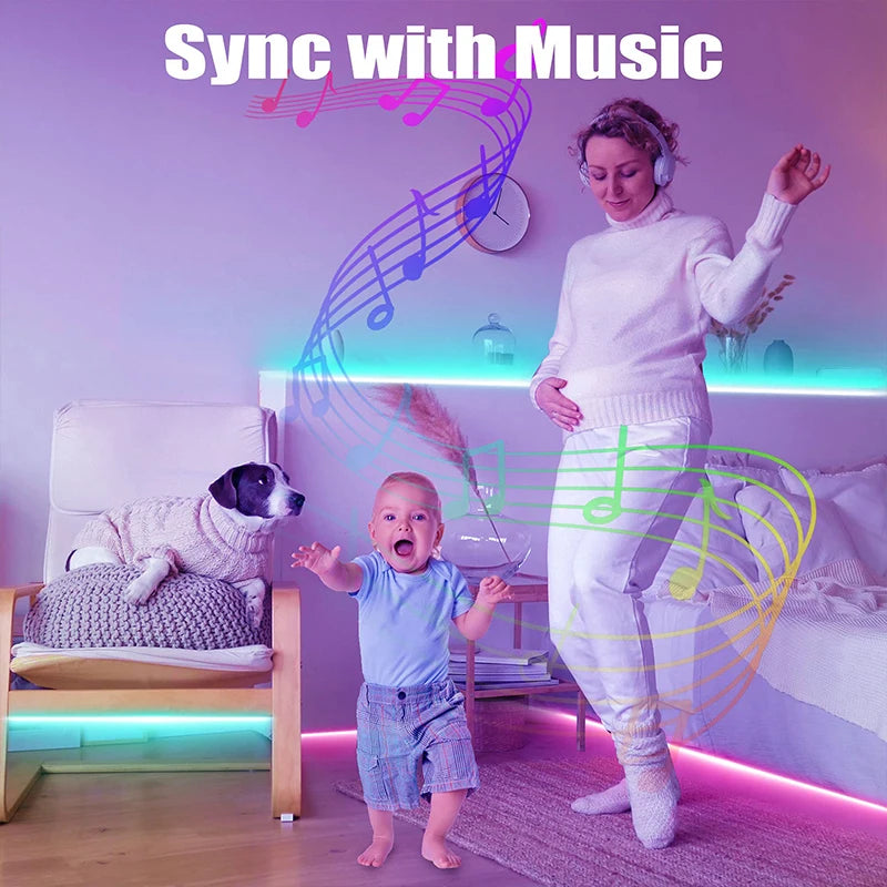 LED Strip Lights RGB 5050 LED Strips Bluetooth APP Control Color Changing DC 12V 30LEDS/M Per Meter For Bedroom Room