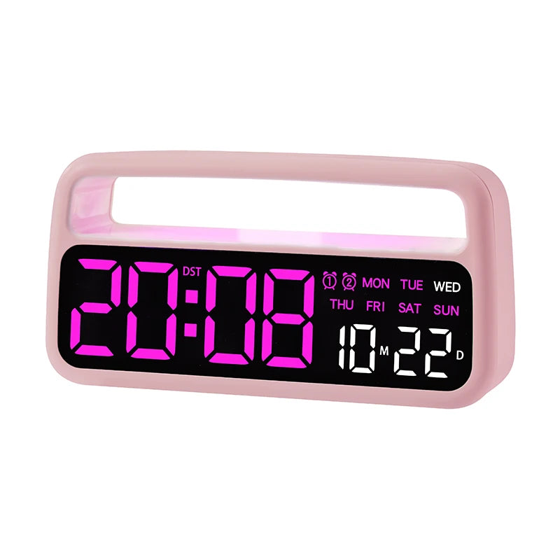 Digital Alarm Clock with 8 Colors Changing Mood Light Date Week DST Snooze Table Clock Auto Dimmable Sleep Mode 12/24H