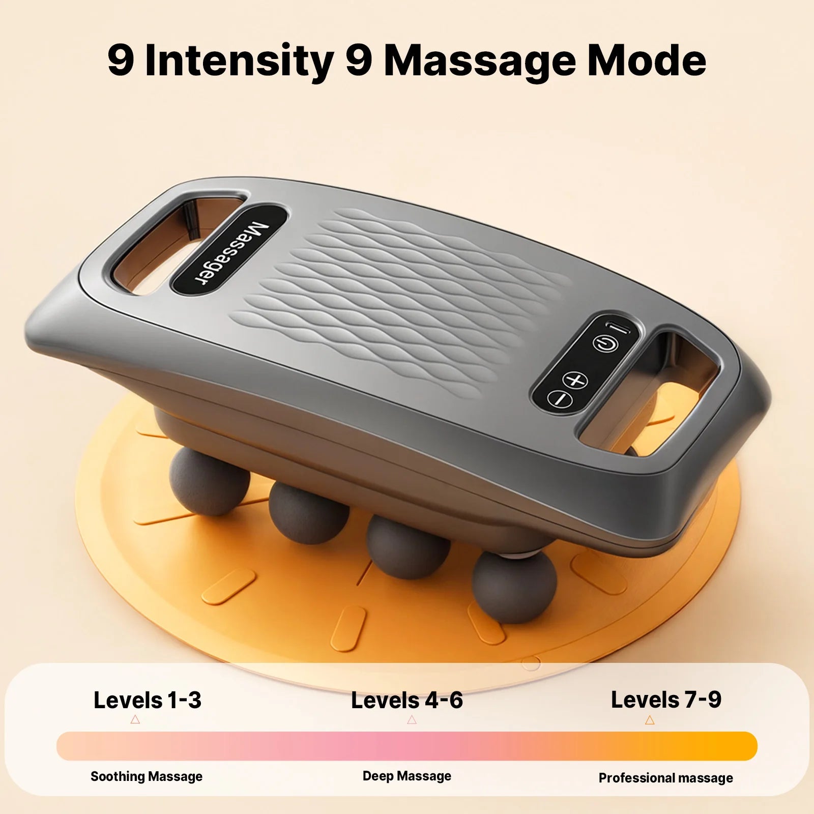 1pc Ten Head Percussion Massage Gun: USB Rechargeable Deep Tissue Muscle Relaxation 9 Intensity Levels Silent - United