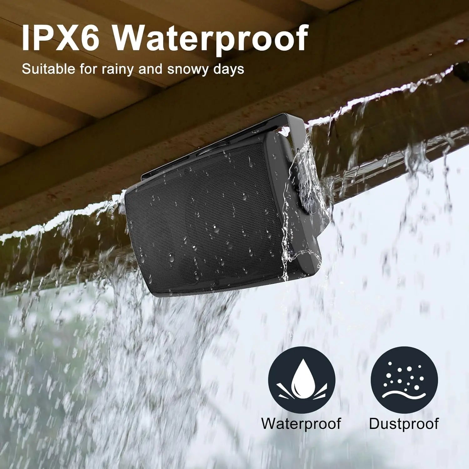 Herdio 6.5’’ 400W Indoor Outdoor Bluetooth Speakers Waterproof Wired With Powerful Bass 2 Way Wall Mount Speakers